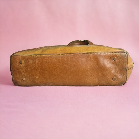 Tory Burch Bombe Tan Glazed Leather Handbag Zip Top Tote - Picture 7 of 9